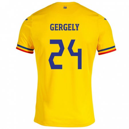 Kandiny Gyermek Románia Botond Gergely #24 Sárga Hazai Jersey 24-26 Mez Póló Ing