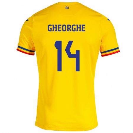 Kandiny Gyermek Románia Costyn Gheorghe #14 Sárga Hazai Jersey 24-26 Mez Póló Ing