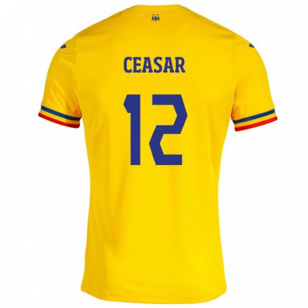 Kandiny Gyermek Románia Camelia Ceasar #12 Sárga Hazai Jersey 24-26 Mez Póló Ing