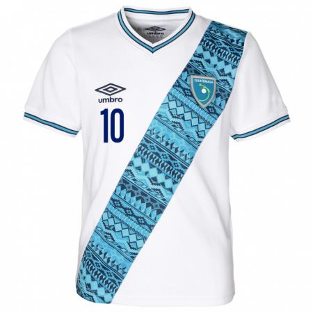 Kandiny Gyermek Guatemala Antonio López #10 Fehér Hazai Jersey 24-26 Mez Póló Ing