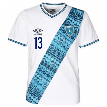 Kandiny Gyermek Guatemala Aisha Solórzano #13 Fehér Hazai Jersey 24-26 Mez Póló Ing