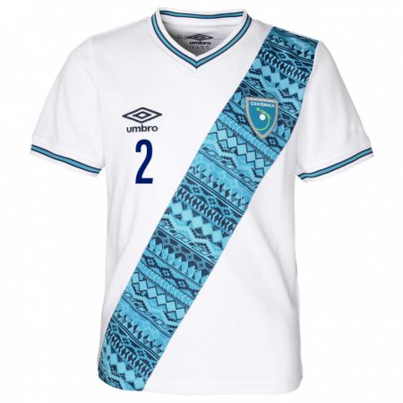 Kandiny Gyermek Guatemala Nicolás Chinchilla #2 Fehér Hazai Jersey 24-26 Mez Póló Ing