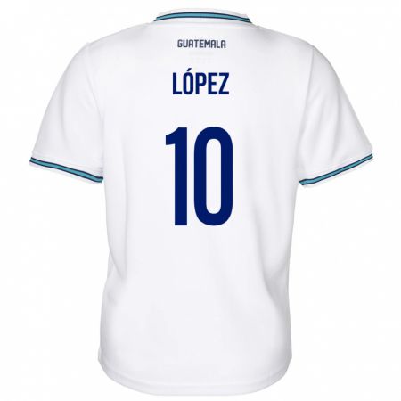 Kandiny Gyermek Guatemala Antonio López #10 Fehér Hazai Jersey 24-26 Mez Póló Ing