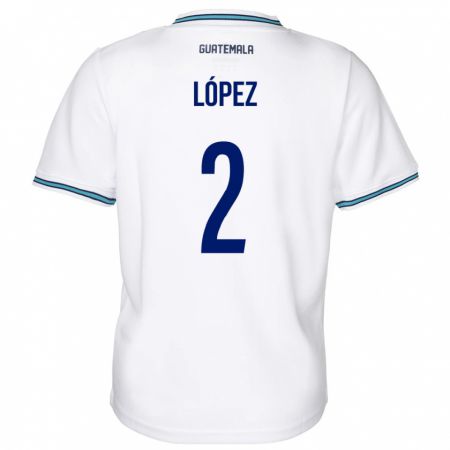 Kandiny Gyermek Guatemala Francisco López #2 Fehér Hazai Jersey 24-26 Mez Póló Ing