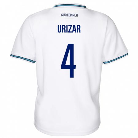 Kandiny Gyermek Guatemala Jeshua Urizar #4 Fehér Hazai Jersey 24-26 Mez Póló Ing