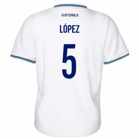 Kandiny Gyermek Guatemala Jeffery López #5 Fehér Hazai Jersey 24-26 Mez Póló Ing