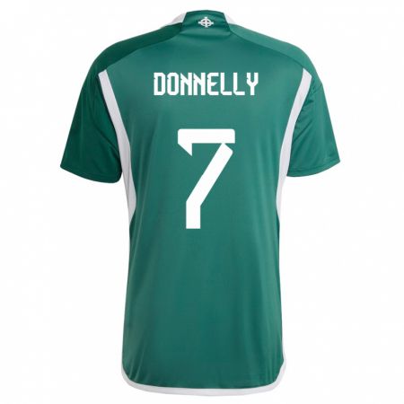 Kandiny Gyermek Észak-Írország Caolan Donnelly #7 Zöld Hazai Jersey 24-26 Mez Póló Ing