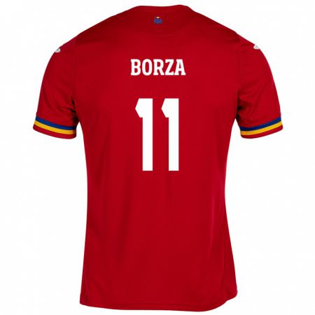 Kandiny Gyermek Románia Andrei Borza #11 Piros Idegenbeli Jersey 24-26 Mez Póló Ing