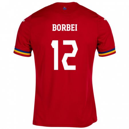 Kandiny Gyermek Románia Alexandru Borbei #12 Piros Idegenbeli Jersey 24-26 Mez Póló Ing