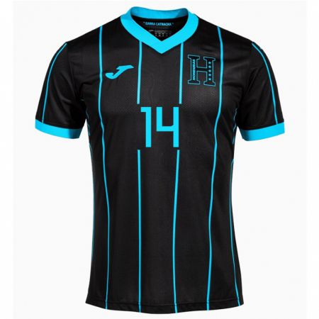 Kandiny Gyermek Honduras David Ruíz #14 Fekete Idegenbeli Jersey 24-26 Mez Póló Ing