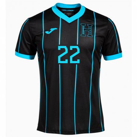 Kandiny Gyermek Honduras Luis López #22 Fekete Idegenbeli Jersey 24-26 Mez Póló Ing