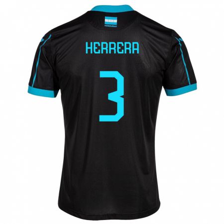 Kandiny Gyermek Honduras David Herrera #3 Fekete Idegenbeli Jersey 24-26 Mez Póló Ing