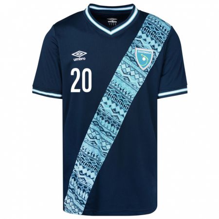 Kandiny Gyermek Guatemala Brayam Castañeda #20 Kék Idegenbeli Jersey 24-26 Mez Póló Ing