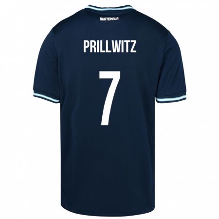 Kandiny Gyermek Guatemala Héctor Prillwitz #7 Kék Idegenbeli Jersey 24-26 Mez Póló Ing