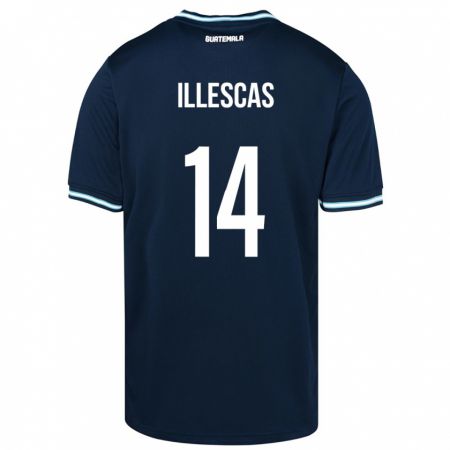 Kandiny Gyermek Guatemala Kevin Illescas #14 Kék Idegenbeli Jersey 24-26 Mez Póló Ing