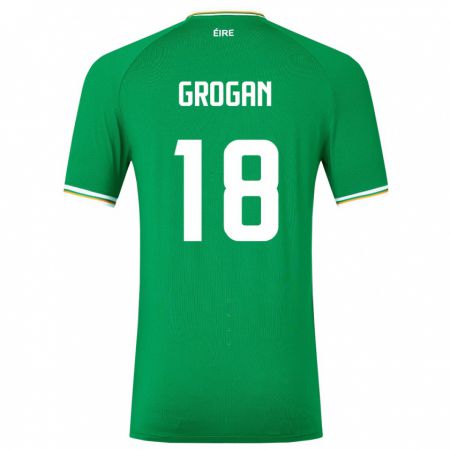 Kandiny Férfi Ír-Sziget Christy Grogan #18 Zöld Hazai Jersey 24-26 Mez Póló Ing