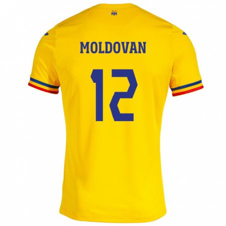 Kandiny Férfi Románia Horaţiu Moldovan #12 Sárga Hazai Jersey 24-26 Mez Póló Ing