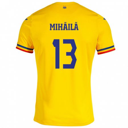 Kandiny Férfi Románia Valentin Mihăilă #13 Sárga Hazai Jersey 24-26 Mez Póló Ing