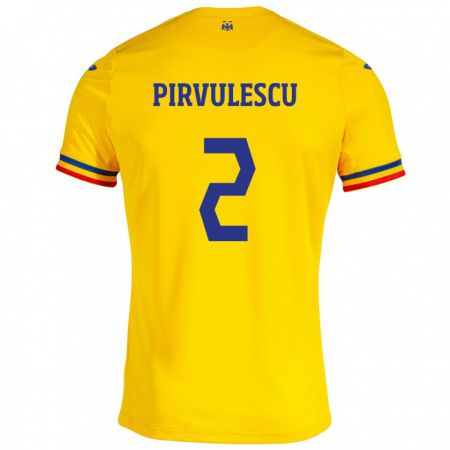 Kandiny Férfi Románia Sergiu Pîrvulescu #2 Sárga Hazai Jersey 24-26 Mez Póló Ing