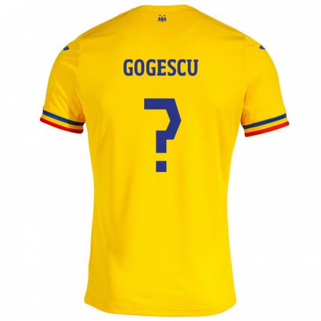 Kandiny Férfi Románia George Gogescu #0 Sárga Hazai Jersey 24-26 Mez Póló Ing