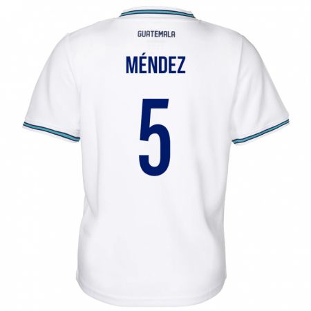 Kandiny Férfi Guatemala Diego Méndez #5 Fehér Hazai Jersey 24-26 Mez Póló Ing