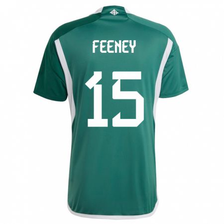 Kandiny Férfi Észak-Írország George Feeney #15 Zöld Hazai Jersey 24-26 Mez Póló Ing