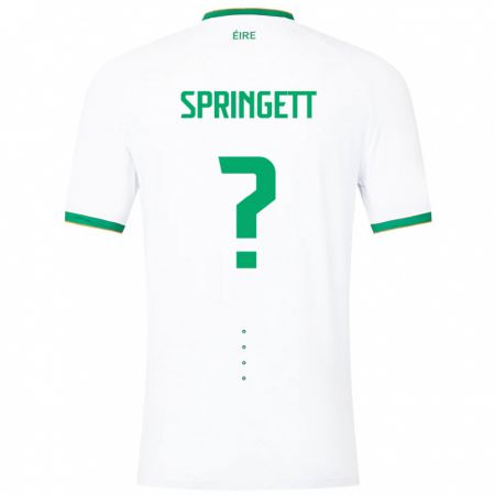 Kandiny Férfi Ír-Sziget Tony Springett #0 Fehér Idegenbeli Jersey 24-26 Mez Póló Ing