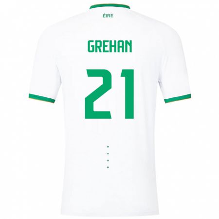 Kandiny Férfi Ír-Sziget Sean Grehan #21 Fehér Idegenbeli Jersey 24-26 Mez Póló Ing