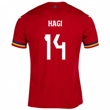 Kandiny Férfi Románia Ianis Hagi #14 Piros Idegenbeli Jersey 24-26 Mez Póló Ing