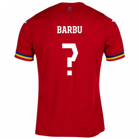 Kandiny Férfi Románia David Barbu #0 Piros Idegenbeli Jersey 24-26 Mez Póló Ing