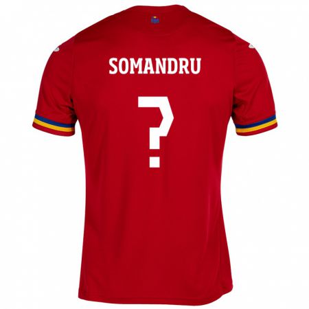 Kandiny Férfi Románia Eric Somandru #0 Piros Idegenbeli Jersey 24-26 Mez Póló Ing