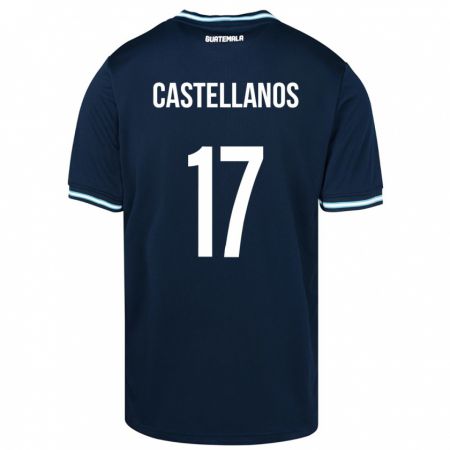 Kandiny Férfi Guatemala Óscar Castellanos #17 Kék Idegenbeli Jersey 24-26 Mez Póló Ing