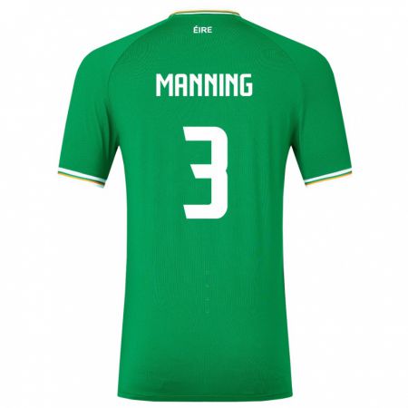 Kandiny Női Ír-Sziget Ryan Manning #3 Zöld Hazai Jersey 24-26 Mez Póló Ing