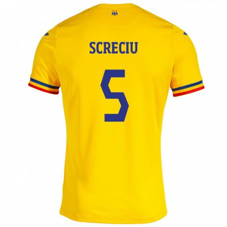 Kandiny Női Románia Vladimir Screciu #5 Sárga Hazai Jersey 24-26 Mez Póló Ing