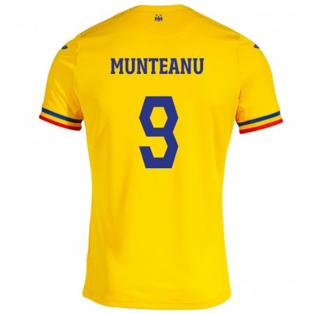 Kandiny Női Románia Louis Munteanu #9 Sárga Hazai Jersey 24-26 Mez Póló Ing