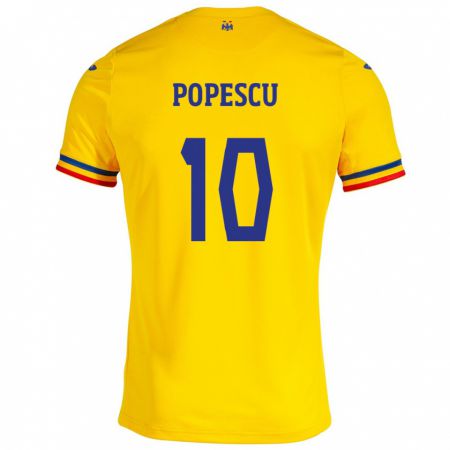 Kandiny Női Románia Octavian Popescu #10 Sárga Hazai Jersey 24-26 Mez Póló Ing