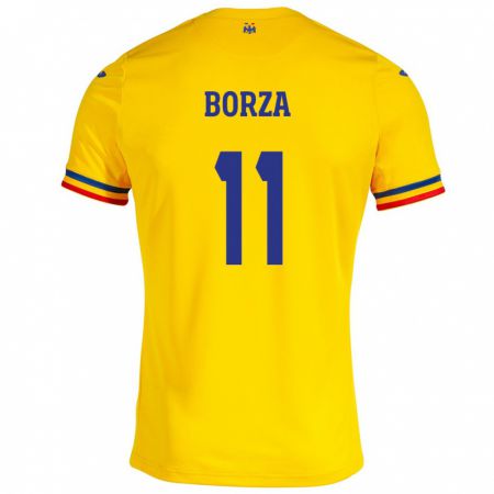 Kandiny Női Románia Andrei Borza #11 Sárga Hazai Jersey 24-26 Mez Póló Ing