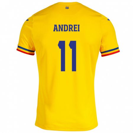 Kandiny Női Románia Doru Andrei #11 Sárga Hazai Jersey 24-26 Mez Póló Ing