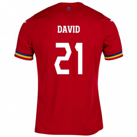 Kandiny Női Románia Gabriel David #21 Piros Idegenbeli Jersey 24-26 Mez Póló Ing