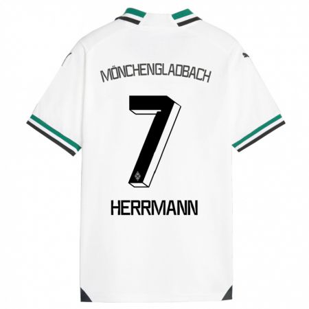 Kandiny Gyermek Patrick Herrmann #7 Fehér Zöld Hazai Jersey 2023/24 Mez Póló Ing