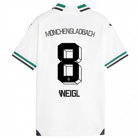 Kandiny Gyermek Julian Weigl #8 Fehér Zöld Hazai Jersey 2023/24 Mez Póló Ing