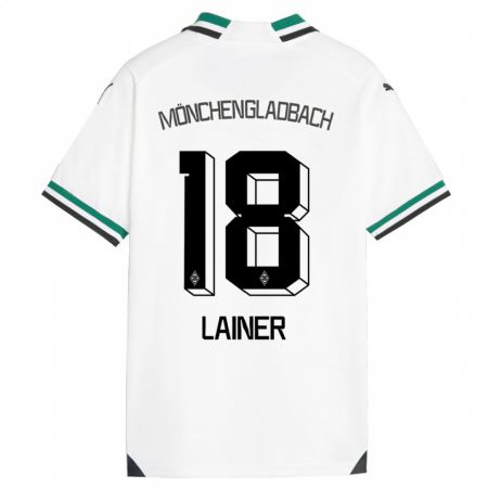 Kandiny Gyermek Stefan Lainer #18 Fehér Zöld Hazai Jersey 2023/24 Mez Póló Ing