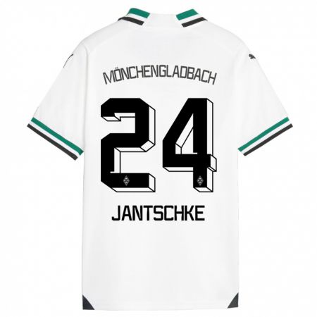 Kandiny Gyermek Tony Jantschke #24 Fehér Zöld Hazai Jersey 2023/24 Mez Póló Ing