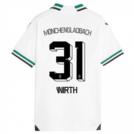 Kandiny Gyermek Linus Wirth #31 Fehér Zöld Hazai Jersey 2023/24 Mez Póló Ing