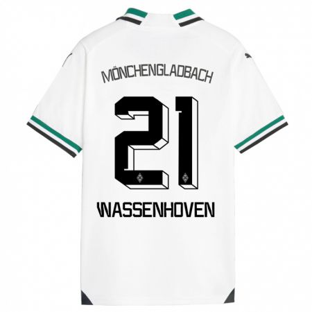 Kandiny Gyermek Michelle Wassenhoven #21 Fehér Zöld Hazai Jersey 2023/24 Mez Póló Ing