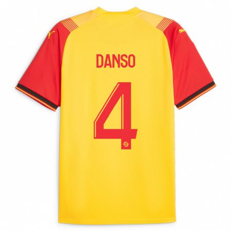 Kandiny Gyermek Kevin Danso #4 Sárga Hazai Jersey 2023/24 Mez Póló Ing