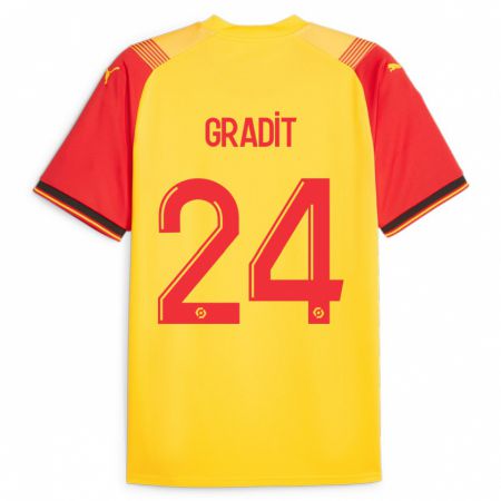 Kandiny Gyermek Jonathan Gradit #24 Sárga Hazai Jersey 2023/24 Mez Póló Ing