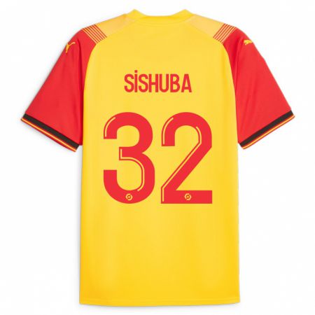 Kandiny Gyermek Ayanda Sishuba #32 Sárga Hazai Jersey 2023/24 Mez Póló Ing