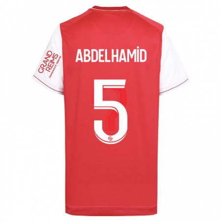 Kandiny Gyermek Yunis Abdelhamid #5 Piros Hazai Jersey 2023/24 Mez Póló Ing