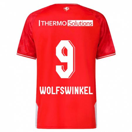 Kandiny Gyermek Ricky Van Wolfswinkel #9 Piros Hazai Jersey 2023/24 Mez Póló Ing